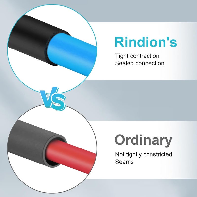Rindion 270PCS Heat Shrink Tubing Kit, 2:1 Ratio Adhesive Lined, Marine Grade Industrial Heat Shrink Tubing, Long Lasting Insulation Wire Shrink Wrap Tubing- Black - Image 3